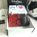 「#10082」Chanel South African python leather custom model with full deerskin lining 01112 25.5*7*16CM