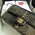 「#10091」Chanel South African python leather custom model with full deerskin lining 01112 25.5*7*16CM