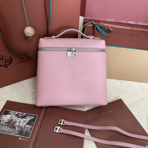 「#7114」Loro pian Extra Pocket L23.5 silver buckle - FAM6491 - 21✖️23.5✖️8cm - Rough flower pot pottery color