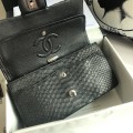 「#10092」Chanel South African python leather custom model with full deerskin lining 01112 25.5*7*16CM