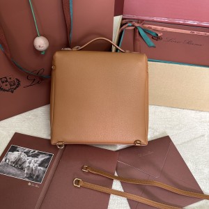 「#7115」Loro pian Extra Pocket L23.5 gold buckle - FAM6491 - 21✖️23.5✖️8cm - tobacco brown