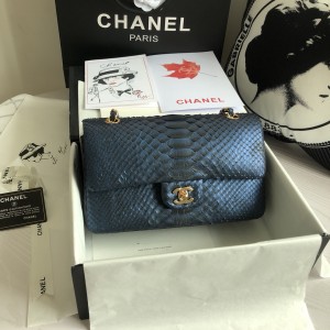 「#10094」Chanel South African python leather custom model with full deerskin lining 01112 25.5*7*16CM