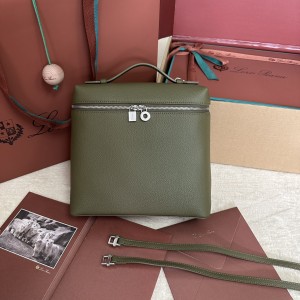 「#7116」Loro pian Extra Pocket L23.5 silver buckle - FAM6491 - 21✖️23.5✖️8cm - olive green