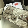 「#10095」Chanel South African python leather custom model with full deerskin lining 01112 25.5*7*16CM