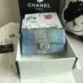 「#10096」Chanel South African python leather custom model with full deerskin lining 01112 25.5*7*16CM