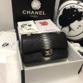 「#10100」Chanel South African python leather custom model with full deerskin lining 01112 25.5*7*16CM