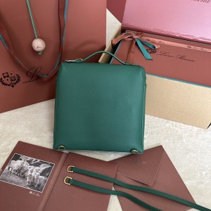 「#7120」Loro pian Extra Pocket L23.5 gold buckle - FAM6491 - 21✖️23.5✖️8cm - Forest leaves green