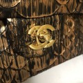 「#10103」Chanel South African python leather custom model with full deerskin lining 01112 25.5*7*16CM