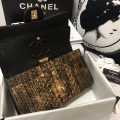 「#10103」Chanel South African python leather custom model with full deerskin lining 01112 25.5*7*16CM