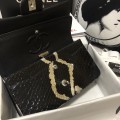 「#10104」Chanel South African python leather custom model with full deerskin lining 01112 25.5*7*16CM