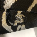 「#10104」Chanel South African python leather custom model with full deerskin lining 01112 25.5*7*16CM