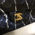 「#10106」Chanel South African python leather custom model with full deerskin lining 01112 25.5*7*16CM
