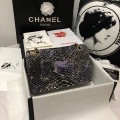 「#10108」Chanel South African python leather custom model with full deerskin lining 01112 25.5*7*16CM