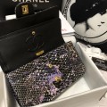 「#10108」Chanel South African python leather custom model with full deerskin lining 01112 25.5*7*16CM