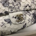 「#10112」Chanel South African python leather custom model with full deerskin lining 01112 25.5*7*16CM