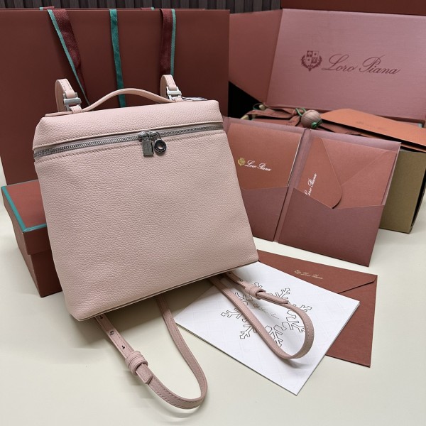 「#7124」Loro pian Extra Pocket L23.5 silver buckle - FAM6491 - 21✖️23.5✖️8cm - Marble powder