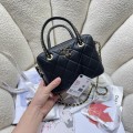 「#10121」Chanel leather chain diamond quilted bowling bag handbag AS5300 19*14*7cm