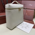「#7128」Loro pian Extra Pocket L23.5 gold buckle - FAI8511 - 21✖️23.5✖️8cm - tender white，Ostrich skin
