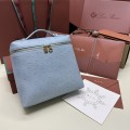 「#7129」Loro pian Extra Pocket L23.5 gold buckle - FAI8511 - 21✖️23.5✖️8cm - blue clear color,Ostrich skin 「#7129」Loro pian Extra Pocket L23.5 gold buckle - FAI8511 - 21✖️23.5✖️8cm - blue clear color,Ostrich skin