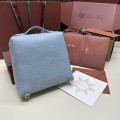 「#7129」Loro pian Extra Pocket L23.5 gold buckle - FAI8511 - 21✖️23.5✖️8cm - blue clear color,Ostrich skin 「#7129」Loro pian Extra Pocket L23.5 gold buckle - FAI8511 - 21✖️23.5✖️8cm - blue clear color,Ostrich skin