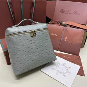 「#7130」Loro pian Extra Pocket L23.5 gold buckle - FAI8511 - 21✖️23.5✖️8cm - eucalyptus，Ostrich skin