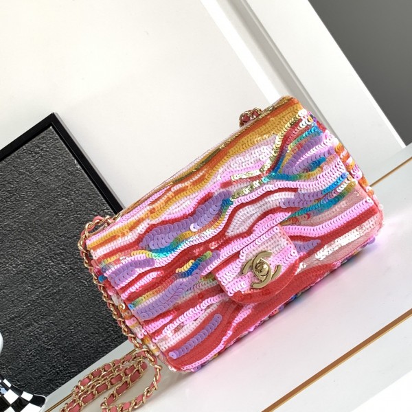 「#10124」Chanel Limited Edition Sequin CF Magic Gradient Sequin Bag 20cm