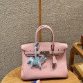 「#4136」Hermès pink silver buckle platinum bag 25cm