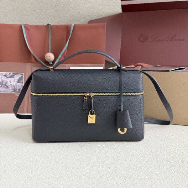 「#7134」Loro pian Extra bag L27 gold buckle - FAN4043 - 16cm*27 cm*10cm - deep sapphire blue