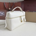 「#7135」Loro pian Extra bag L27 gold buckle - FAN4043 - 16cm*27 cm*10cm - White 「#7135」Loro pian Extra bag L27 gold buckle - FAN4043 - 16cm*27 cm*10cm - White