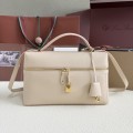 「#7136」Loro pian Extra bag L27 gold buckle - FAN4043 - 16cm*27 cm*10cm - cream honey color