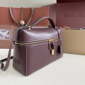 「#7140」Loro pian Extra bag L27 gold buckle - FAN4043 - 16cm*27 cm*10cm - red bean color