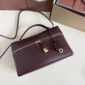 「#7140」Loro pian Extra bag L27 gold buckle - FAN4043 - 16cm*27 cm*10cm - red bean color