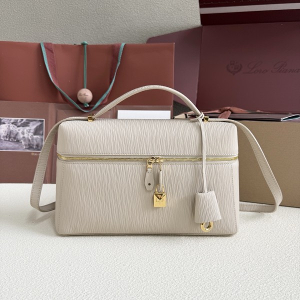 「#7141」Loro pian Extra bag L27 gold buckle - FAN4043 - 16cm*27 cm*10cm - Shallow rice water ripples 「#7141」Loro pian Extra bag L27 gold buckle - FAN4043 - 16cm*27 cm*10cm - Shallow rice water ripples