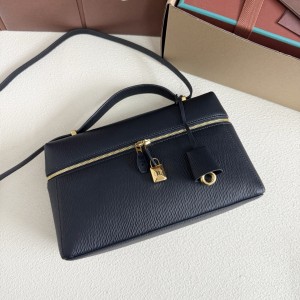 「#7144」Loro pian Extra bag L27 gold buckle - FAN4043 - 16cm*27 cm*10cm - blue water ripples