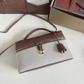 「#7146」Loro pian Extra bag L27 gold buckle - FAN4043 - 16cm*27 cm*10cm - Caramel Canvas