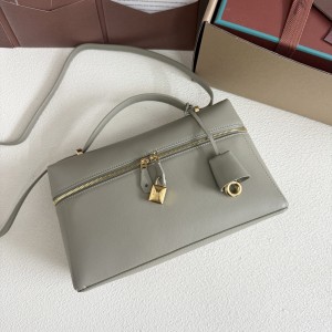 「#7147」Loro pian Extra bag L27 gold buckle - FAN4043 - 16cm*27 cm*10cm - Dried Tarragon Greens