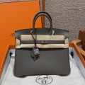 「#4139」 Hermès Pewter Grey Silver Buckle Birkin Bag 25cm