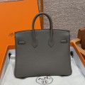 「#4139」 Hermès Pewter Grey Silver Buckle Birkin Bag 25cm