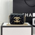 「#10175」Chanel 23p retro black and gold logo small square bag large size AS3125 14.5 *20*6cm