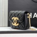 「#10175」Chanel 23p retro black and gold logo small square bag large size AS3125 14.5 *20*6cm