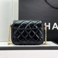「#10175」Chanel 23p retro black and gold logo small square bag large size AS3125 14.5 *20*6cm