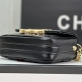「#10175」Chanel 23p retro black and gold logo small square bag large size AS3125 14.5 *20*6cm