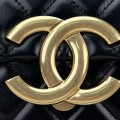 「#10175」Chanel 23p retro black and gold logo small square bag large size AS3125 14.5 *20*6cm