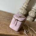 「#10179」 Chanel Pink Leather Box Bag 81186 10.5*8.5*7cm