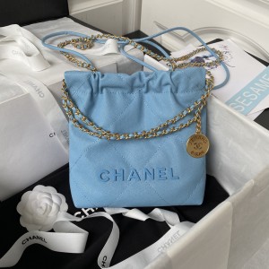 「#10185」Chanel blue mini 22 bag AS3980 19*20*6cm