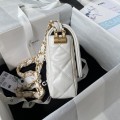 「#10187」Chanel white 23K cowhide wide shoulder strap shoulder bag AS4423 13.5*20.5*5cm