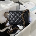 「#10188」Chanel black 23K cowhide wide shoulder strap shoulder bag AS4423 13.5*20.5*5cm