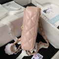 「#10189」Chanel pink 23K cowhide wide shoulder strap shoulder bag AS4423 13.5*20.5*5cm