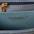 「#10190」Chanel blue 23K cowhide wide shoulder strap shoulder bag AS4423 13.5*20.5*5cm