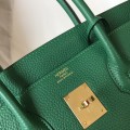 「#4141」Hermès Dark Green Gold Buckle Birkin Bag 30cm